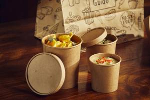 Container with lid for pasta and soups