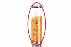 Replacement glass tube for cereal dispenser