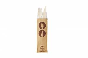 Bis wooden cutlery wrapped