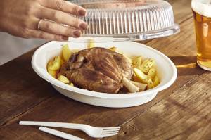 Plato hondo ovalado en pasta de celulosa