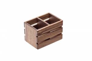 Two-compartment drawer in acacia