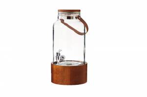 Grande jarre avec base et anse en acacia