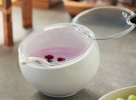 Ciotola tonda in melamina con coperchio e cucchiaio